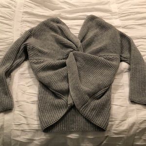 Miracle Sweaters - Women’s Gray Back Bow Detail Sweater Miracle Sweaters - Women’s Gray Back Bow Detail Sweater